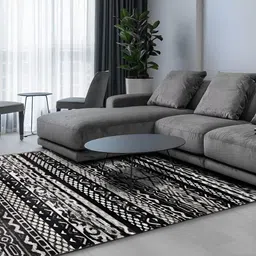 Sapana Carpet-Mats Black Traditional No Shredding Polypropylene Carpet-image-4