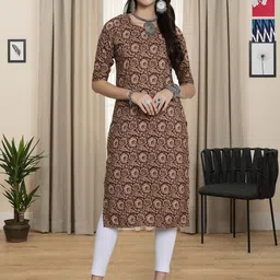 HERE&NOW Selection Of 3 Floral Printed Round Neck Straight Kurtas-image-81