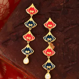 Voylla Gold Plated Contemporary Kundan Drop Earrings-81