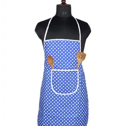 Aura Blue & White Dot Printed Waterproof Skin Friendly Soft Breathable Kitchen Apron-image-44