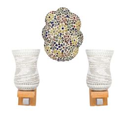 Somil Indore Mosaic Decorative Lamp Combo of Matching Wall Lamp & Blessing God Ganesh Wall Lamp, Multi Compatible with LED, Size: 12 X 12 X 22 Cm, Pack of 3.-image-91