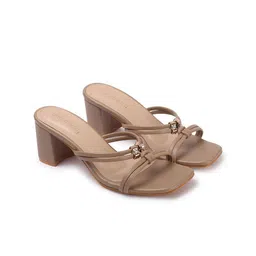 DressBerry Textured Women Party Block Sandals with Laser Cuts-30