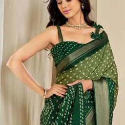 KALINI Green Silk Blend Printed Sarees-image-8