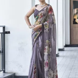 HERE&NOW Floral Pure Chiffon Saree-picture-53