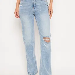 Madame Women Regular Fit Slash Knee Heavy Fade Mid-Rise  Jeans-image-94