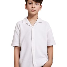 RARE ONES Boys Cuban Collar Solid Cotton Casual Shirt-image-89
