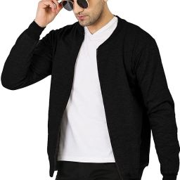 Men Solid Bomber Jacket-image-45