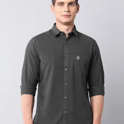 U.S. Polo Assn. Denim Co. Spread Collar Pure Cotton Twill Slim Fit Casual Shirt-image-12
