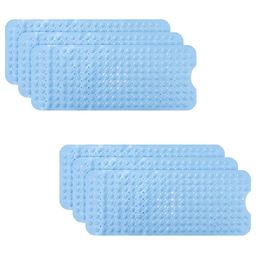 Kuber Industries 6Pcs Blue Textured 240 GSM Bath Rugs-image-80