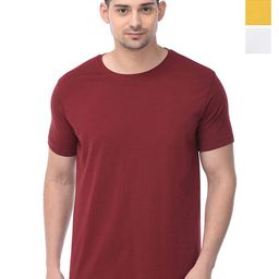 COLOR CAPITAL Unisex Pack Of 3 Solid Round Neck Cotton T-shirts-image-73
