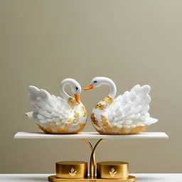 Vrinban International White & Gold-Toned Swan Marble Figurine Showpiece-picture-16