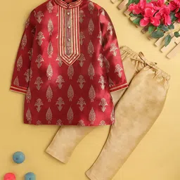 Jeetethnics Boys Ethnic Motifs Printed Regular Kurta with Pyjamas image 1