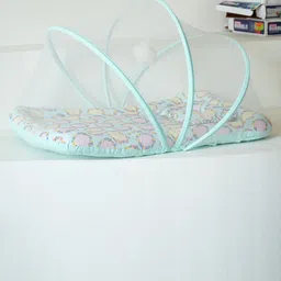 TIDY SLEEP Infants Blue & Pink Printed Baby Bed Set With Mosquito Net-48