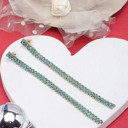 StyleCast Gold-Plated Rhinestone Studded Contemporary Drop Earrings-image-55