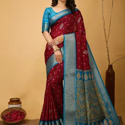 KALINI Ethnic Motifs Zari Silk Blend Sungudi Saree-image-86