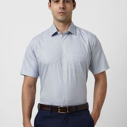 Van Heusen Men Grid Tattersall Checks Checked Cotton Formal Shirt-picture-33