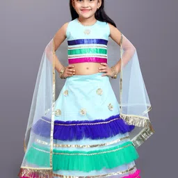 satyamfab Girls Embellished Gotta Patti Ready to Wear Lehenga & Blouse With Dupatta-picture-9