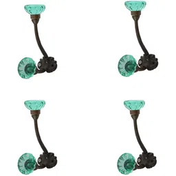 Indianshelf Green & Black 4 Pieces Textured Metal Utility Hooks-9