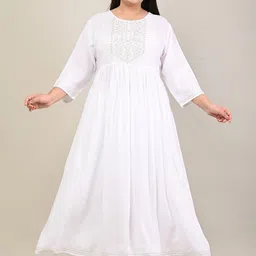Swasti White Viscose Rayon Dresses-picture-13