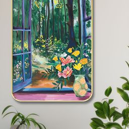 SAF Green & Blue Flowers Printed Wooden Wall Art-image-70