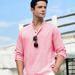 EdinWolf Men India Slim Fit Mandarin Collar Solid Cotton Casual Shirt-image-28