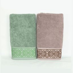 Myntra Elegant Homes Green & Brown 2 Printed Cotton 520 GSM Bath Towel-image-57