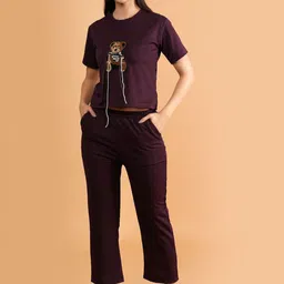 Dreambe Printed Round Neck T-Shirt With Trousers Co-Ords Set-picture-29