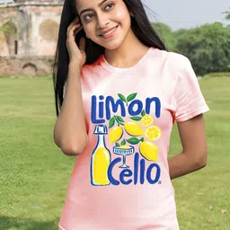 SZN Women Peach & Blue Graphic Printed Round Neck Polyester T-shirt-picture-9