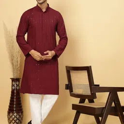 FABINALIV Men Thread Work Kurta-image-26