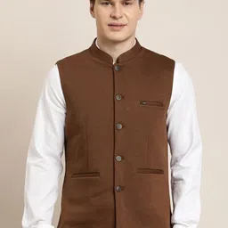 Turtle Sleeveless Knitted Nehru Jacket-picture-26