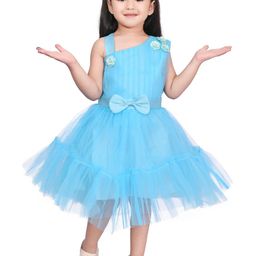 CHANDRIKA Girls Blue Viscose Rayon Dresses-image-15
