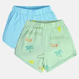 MINI KLUB Boys Pack Of 2 Printed Regular Fit Mid-Rise Cotton Shorts-image-68