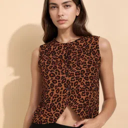 all about you Animal Print Crepe Crop Top-image-20