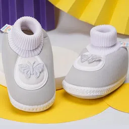 NESKA MODA 3 To 12 Months Infants Soft Cotton Cute Butterfly Face Plain Booties-image-48