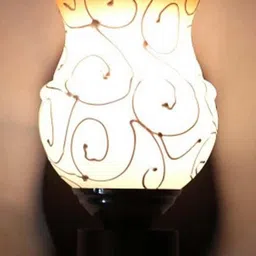 Somil Premium Designer Glass Wall / Night Lamp Elegant & Stylish Dcor Accent for Modern Interiors, color- Yellow, White, Size:- 19 X 25.5 X 29.5 CM-47
