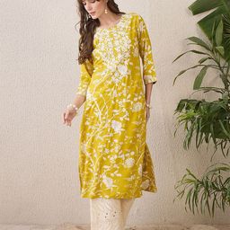 Anouk Women Floral Embroidered Daily Straight Kurta-image-43