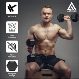 ADRENEX Set Of 2 Hexagon Fixed Weight Dumbbell - 2.5 kg Each image 2