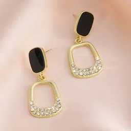 Celestria Artificial Stones Studded Square Shaped Drop Earrings-29