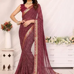 KALINI Bandhani Printed Zari Saree-5