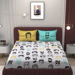 Bromwick Multicoloured & Multicoloured 250 TC King Bedsheet with 2 Pillow Covers-image-39
