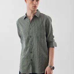 Snitch Men India Slim Fit Vertical Striped Spread Collar Casual Shirt-picture-18