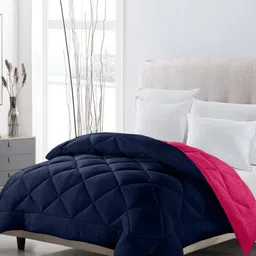 CHICERY Pink & Navy Blue Cotton AC Room 200 GSM Double Bed Comforter-image-96