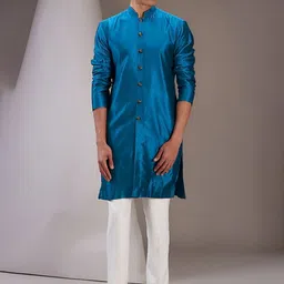 sven suits Dupion Silk Mandarin Collar Straight Kurta-picture-39