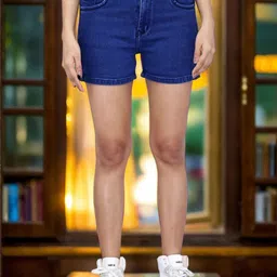 DressBerry Basics Women Washed High-Rise Denim Denim Shorts Technology-image-47