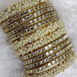 trylo fashion Set Of 12 Stone-Studded & Beaded Bangles-image-74