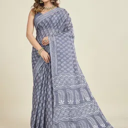 Jevi Prints Ethnic Motifs Printed Pure Cotton Saree-picture-5