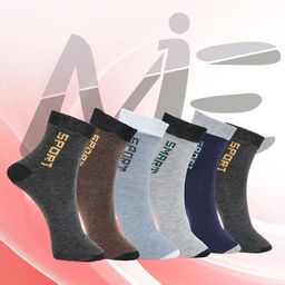 MJE 6-Pcs Patterned Anti-Bacterial Cotton Ankle Length Socks-30