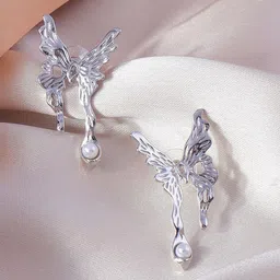 KRENOZ Silver-Plated Pearls Beaded Animal Shaped Studs-43