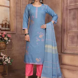 Royal Export Women Floral Regular Kurta with Trousers & With Dupatta-image-11