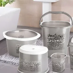 Nayasa Black 6 Pieces Abstract Printed Bath Accessories Set-picture-35